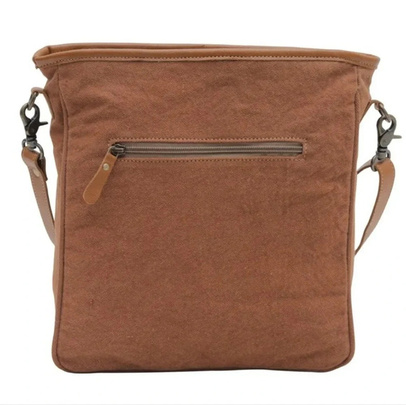 Myra Bag Boho Tooled Leather & Canvas Shoulder Bag New - Picture 5 of 9